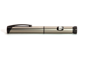 metallic injector pen, insulin pen in white background, isolated