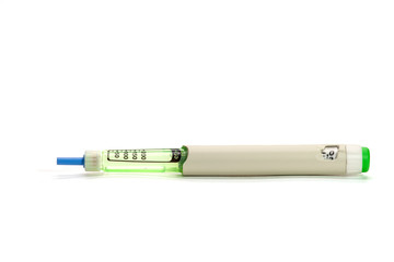 grey injector pen, insulin pen on white background, isolated