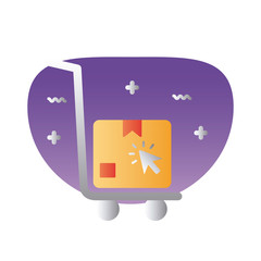 cart with box delivery and cursor degraded style icon