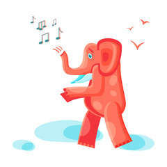 Orange elephant goes and sings