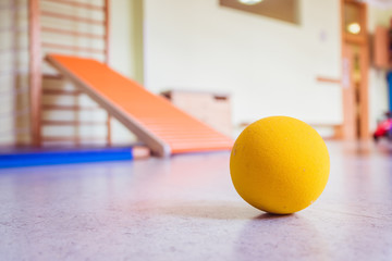 Toy foam ball in gym hall of a pre school