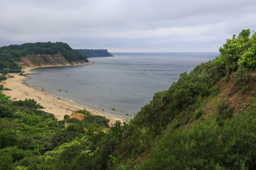 View of the cliffs and a beautiful cove on the Baltic Sea.