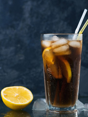 Classic long island iced tea, cocktails with strong drinks . Vodka,gin, rum, tequila and lemon...