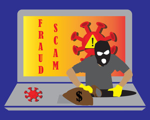 Illustration vector: Pandemic Covid-19 fraud and scam by irresponsible people to take advantages to innocent people 