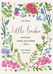  Invitation card with flowers.