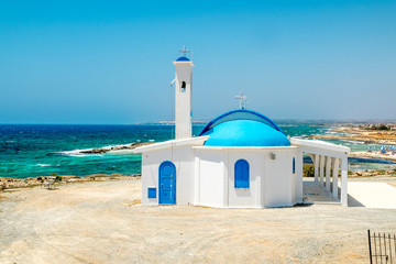 Fototapeta na wymiar The Church of Saint Thecla on the Mediterranean sea in Ayia NAPA. Cyprus.