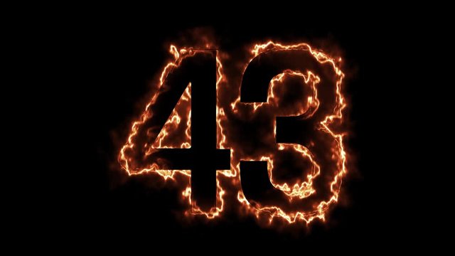 Energy Fiery Number 43 Animation. Fiery style. 4k.  