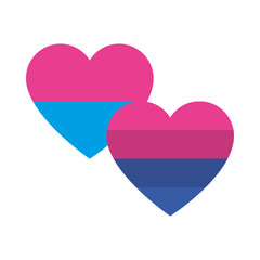 Fototapeta na wymiar Bisexual and transgender flags in hearts shape icon, flat style