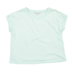 Light green tshirt template ready for your own graphics, green t-shirt isolated on white background mock up