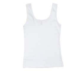 Back view white tank top isolated on white background, Plain Hollow Female Tank Top Shirt, isolated...