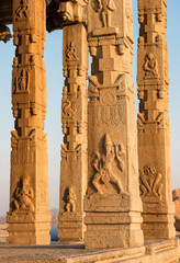 Carved pillars of Kadalekalu Ganesha Hindu Temple, Hampi, India - 351341648