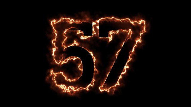 Energy Fiery Number 57 Animation. Fiery style.  4k. 
