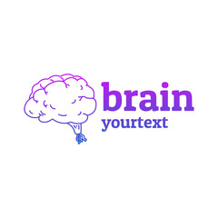 brain hand drawn logo design. gradient color