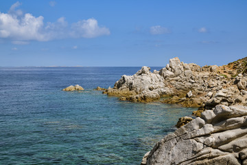 Fototapeta na wymiar Rocky coastline close near Santa Teresa Gallura on Sardinia
