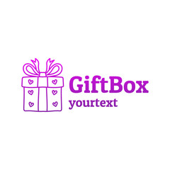 gift box hand drawn logo design. gradient color