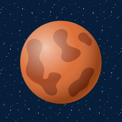 red mars on blue night sky with star, space, cosmos icon illustration vector