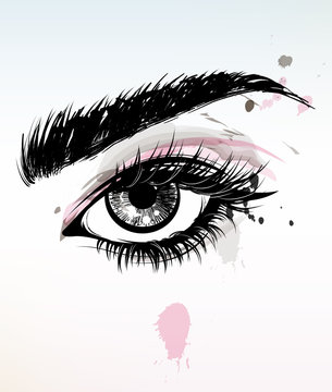 Illustration Vector Of Beautiful Eye Makeup And Brow