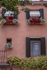 bright windows, doors, shutters of the old venice	