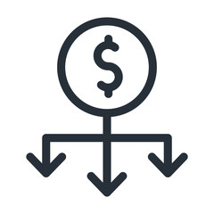 Coin with down arrows line style icon vector design