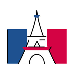 France eiffel tower line and fill style icon vector design