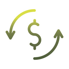 dollar with repeat arrows gradient style icon vector design