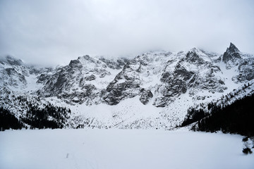 Fototapeta na wymiar Winter mountain landscape in Polish and Slovak Tatra mountains.