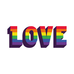 love word lettering design with pride flag colors, flat style