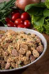 Brazilian farofa. Made from manioc flour, bacon and sausage.