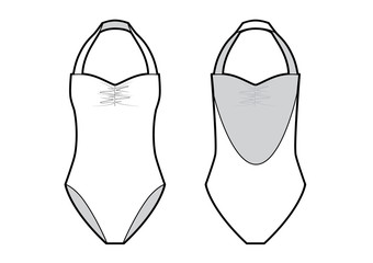 Vector illustration of women's one-piece swimsuit.