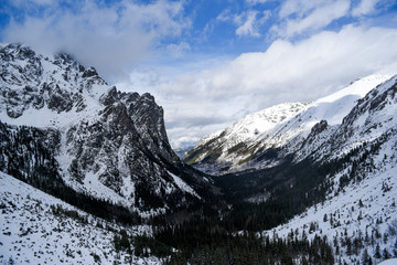 Winter mountain landscape in Polish and Slovak Tatra mountains.