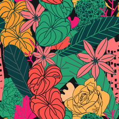 Modern Floral Pattern seamless decoration  wallpaper vector