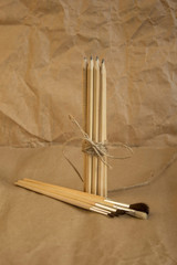 chopsticks on bamboo mat