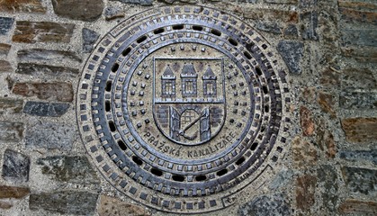 Beautiful cast-iron sewer manhole of the city of Prague. The collection is constantly updated