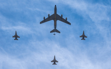 Military jets in a flyover