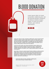 Blood donation graphic design template. Blood container illustration in medical artice.