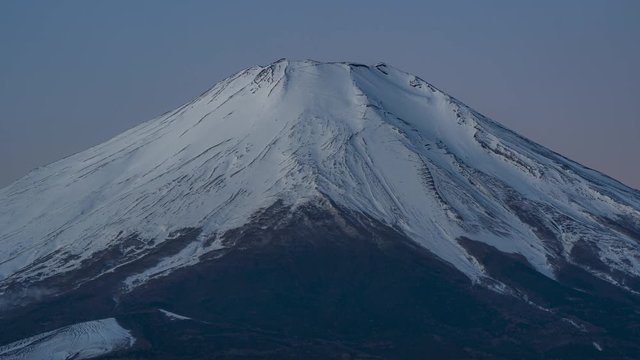 Mt Fuji summit red glow from sunrise
