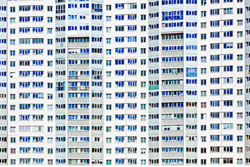 Facade of a modern apartment building with many windows