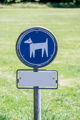 Dog allowance sign. Blue sign of dog allowed with blank sign.