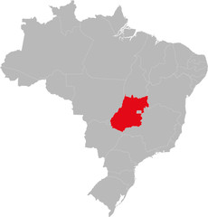 Obraz premium Goiás state highlighted on Brazil map. Business concepts and backgrounds.