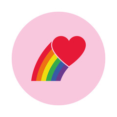 pride concept, heart and rainbow icon, block style