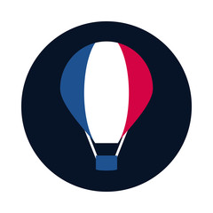 France hot air balloon block and flat style icon vector design