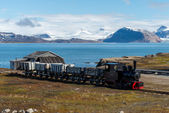 Old coal mining train at Ny-Alesund, Spitzbergen, Svalbard