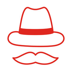 hat and mustache hipster line style