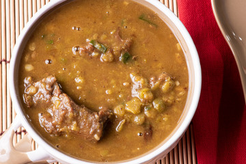 
Pea broth with meat. Winter food