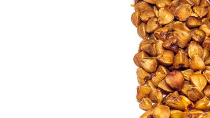 buckwheat groats . buckwheat on a white background. buckwheat porridge photo