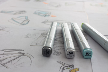 Design sketches and markers