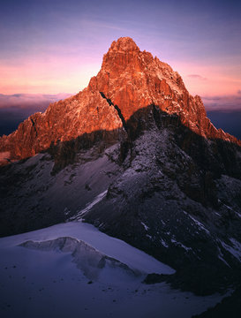 Mt. Kenya Main Summit From Point Lenana At Sunrise