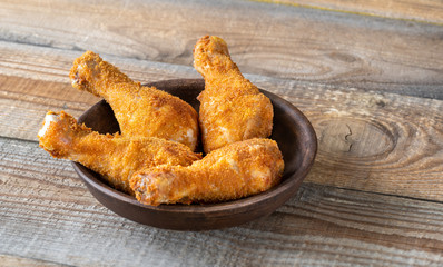 Breaded chicken drumsticks