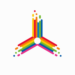 Colorful Lines Shape Vector Icon Template. White Circle on the Colorful Borders.