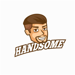 Handsome Man Logo Vector Icon Template. Bearded Hipster Face Style Design.